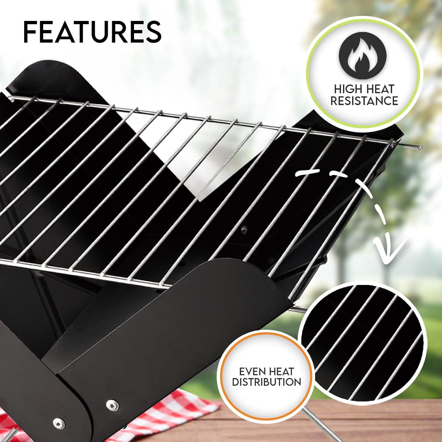 image:imagePAMI 12 Portable BBQ Tabletop Charcoal Grill With Folding Legs For Backyard Patio Camping Tailgating amp Picnics Lightweight Metal Outdoor Cooking Grill For Steaks Chicken Veggies