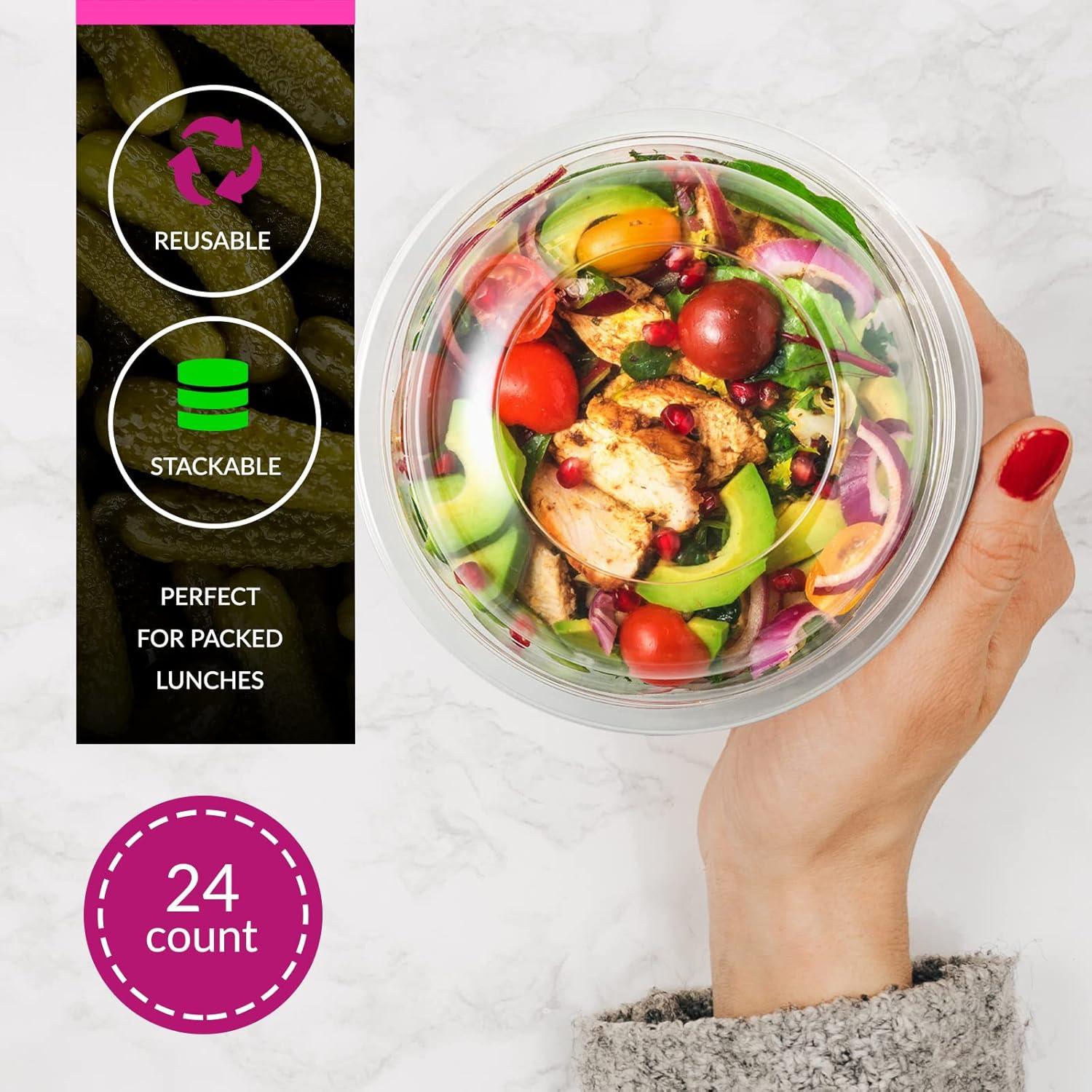 image:imagePAMI Deli Plastic Containers With Lids 24Pack 24oz Small Food Containers For Sauces Salsas Dips BPAFree Microwave amp Freezer Safe Food Storage Pots Clear Meal Prep Condiment Containers