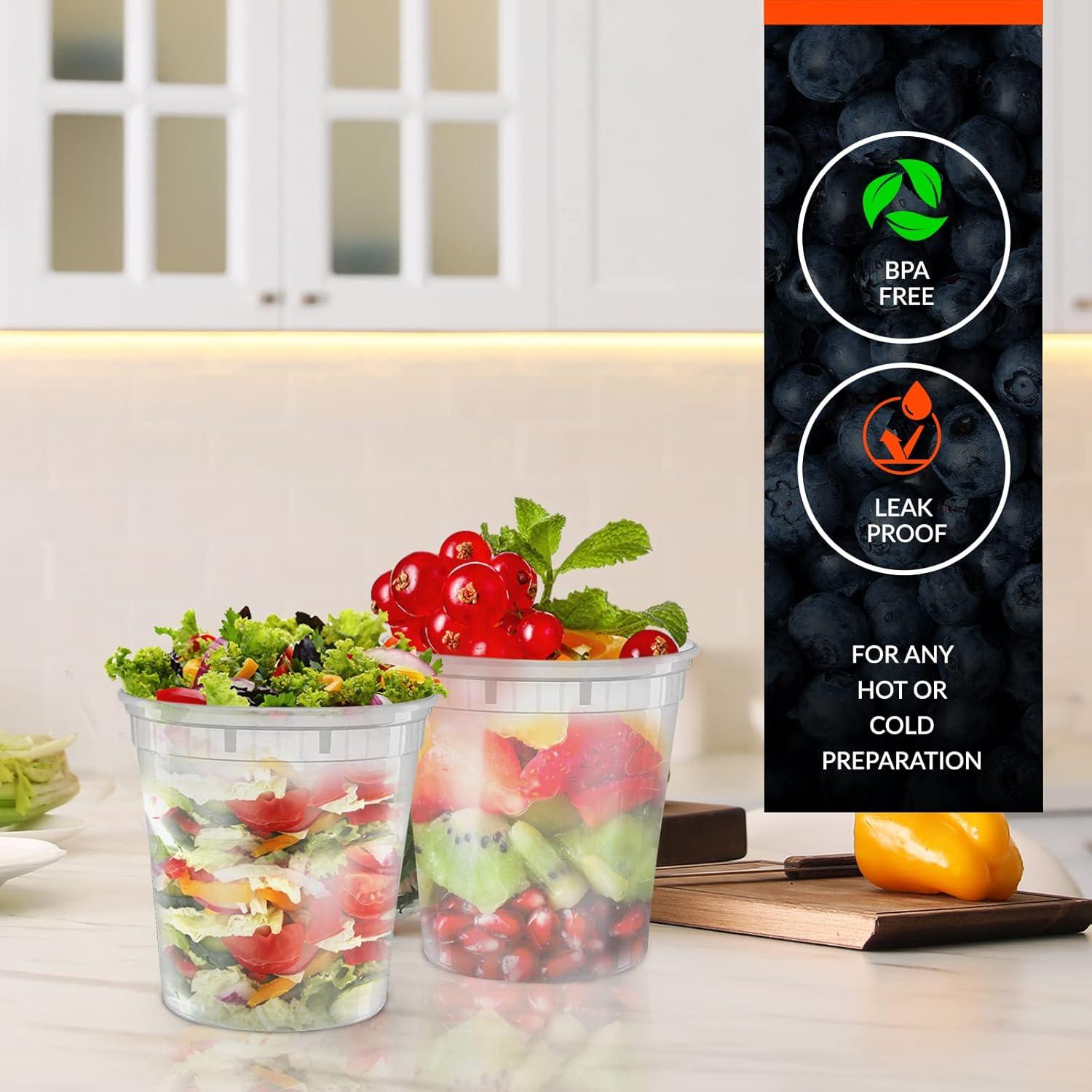 image:imagePAMI Deli Plastic Containers With Lids 24Pack 24oz Small Food Containers For Sauces Salsas Dips BPAFree Microwave amp Freezer Safe Food Storage Pots Clear Meal Prep Condiment Containers